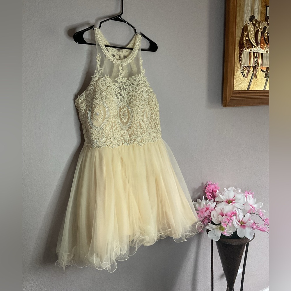 Homecoming/Formal Cream Lace Kids Dress